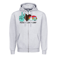 Heather Grey Peace Love Camp Zipper Hoodie - Bettercallsaul