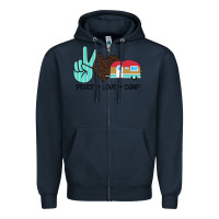 Navy Peace Love Camp Zipper Hoodie - Bettercallsaul