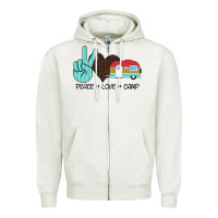 Oatmeal Heather Peace Love Camp Zipper Hoodie - Bettercallsaul