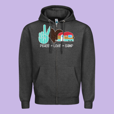 Peace Love Camp Zipper Hoodie Designed By Bettercallsaul