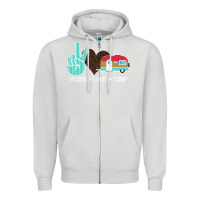 Dove Grey Peace Love Camp Zipper Hoodie - Bettercallsaul