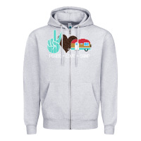 Heather Grey Peace Love Camp Zipper Hoodie - Bettercallsaul