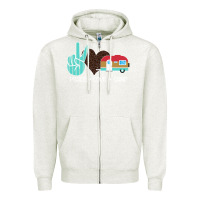 Oatmeal Heather Peace Love Camp Zipper Hoodie - Bettercallsaul