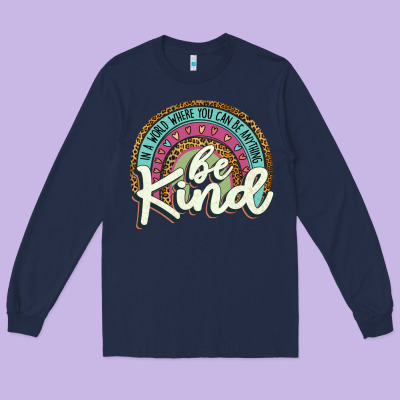 Be Kind   Leopard Long Sleeve Tee Designed By Jahusdesignshop