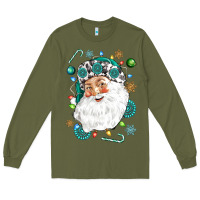 Army Green Western Santa Christmas Long Sleeve Tee - NancyCooperArtShop
