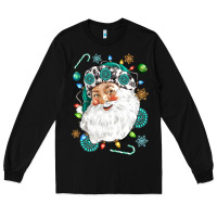 Black Western Santa Christmas Long Sleeve Tee - NancyCooperArtShop