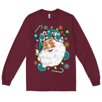 Burgundy Western Santa Christmas Long Sleeve Tee - NancyCooperArtShop