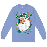 Colony Blue Western Santa Christmas Long Sleeve Tee - NancyCooperArtShop