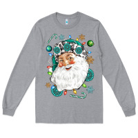 Heather Grey Western Santa Christmas Long Sleeve Tee - NancyCooperArtShop