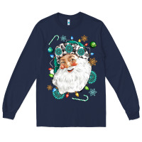 Navy Western Santa Christmas Long Sleeve Tee - NancyCooperArtShop