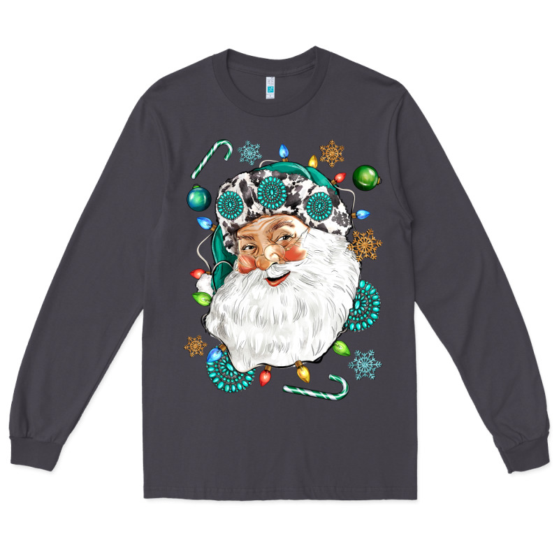 Western Santa Christmas Long Sleeve Tee by NancyCooperArtShop | Teevron
