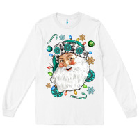 White Western Santa Christmas Long Sleeve Tee - NancyCooperArtShop