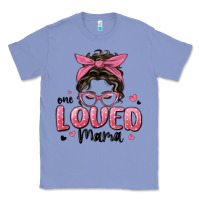 Colony Blue one loved mama messy bun Classic Tee - MaliasSmallBusiness
