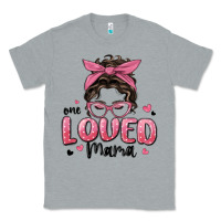 Heather Grey one loved mama messy bun Classic Tee - MaliasSmallBusiness