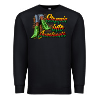 Black steppin into juneteenth heels Premium Sweatshirt - CowGirlArtShop