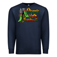 Navy steppin into juneteenth heels Premium Sweatshirt - CowGirlArtShop