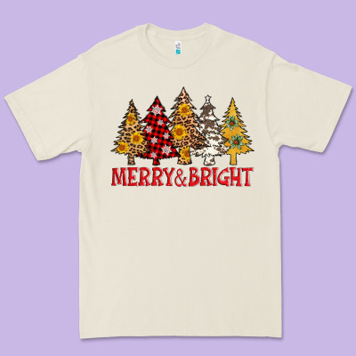 Merry And Bright Leopard Christmas Trees Premium Tee Designed By Adodesignshop