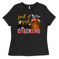 Black just a girl who loves chickens Ladies Tee - JahusDesignShop
