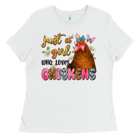 White just a girl who loves chickens Ladies Tee - JahusDesignShop
