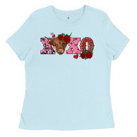 Baby Blue xoxo highland cow Ladies Tee - RanaPortraitStore