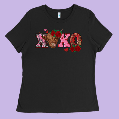 Xoxo Highland Cow Ladies Tee Designed By Ranaportraitstore
