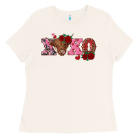Bone xoxo highland cow Ladies Tee - RanaPortraitStore