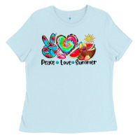 Baby Blue peace love  summer Ladies Tee - AdoDesignShop
