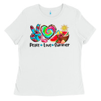 White peace love  summer Ladies Tee - AdoDesignShop