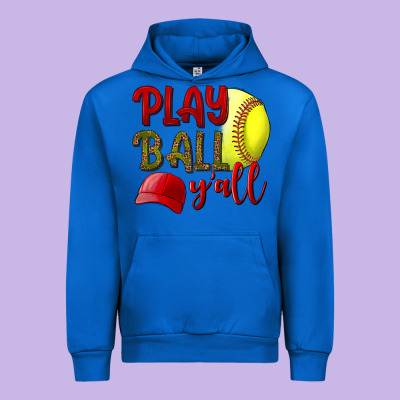 Play Ball Y'all Softball Urban Hoodie Designed By Bundleandbundleshop