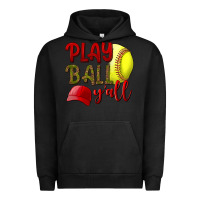 Pigment Black Play Ball Y'all Softball Urban Hoodie - BundleAndBundleShop