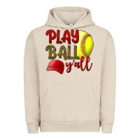 Pigment French Oak Play Ball Y'all Softball Urban Hoodie - BundleAndBundleShop