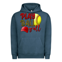 Pigment Midnight Navy Play Ball Y'all Softball Urban Hoodie - BundleAndBundleShop