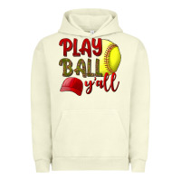 Pigment Pistachio Play Ball Y'all Softball Urban Hoodie - BundleAndBundleShop