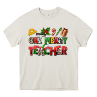 Cream one merry teacher Heavy Core Tee - AdoDesignShop