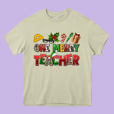 One Merry Teacher Heavy Core Tee Designed By Adodesignshop