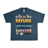 Midnight Navy god is my refuge and my fortress under his wings Urban Heavy Tee - MaliasSmallBusiness