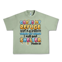 Oil Green god is my refuge and my fortress under his wings Urban Heavy Tee - MaliasSmallBusiness