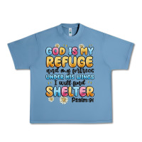 Pebble Blue god is my refuge and my fortress under his wings Urban Heavy Tee - MaliasSmallBusiness