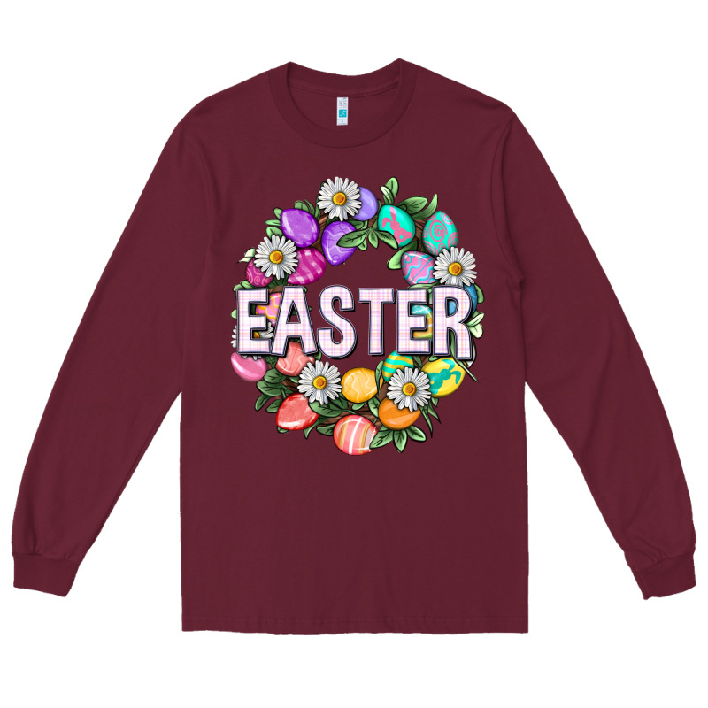 Easter With Eggs And Daisy Long Sleeve Tee by NancyCooperArtShop | Teevron
