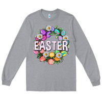 Heather Grey Easter with eggs and daisy Long Sleeve Tee - NancyCooperArtShop