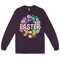Plum Easter with eggs and daisy Long Sleeve Tee - NancyCooperArtShop