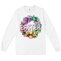 White Easter with eggs and daisy Long Sleeve Tee - NancyCooperArtShop