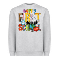 Heather Grey happy first day of school Heavyweight Sweatshirt - NancyCooperArtShop
