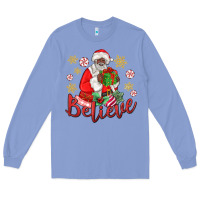 Colony Blue believe black santa christmas Long Sleeve Tee - MaliasSmallBusiness