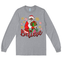 Believe Black Santa Christmas Long Sleeve Tee | Teevron
