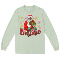 Matcha believe black santa christmas Long Sleeve Tee - MaliasSmallBusiness