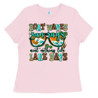Bubblegum Pink boat waves sun rays aint nothing like lake days Ladies Tee - AdoDesignShop