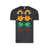 Vintage Black lucky vibes st. patrick's day Vintage Tee - MaliasSmallBusiness