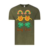 Vintage Olive lucky vibes st. patrick's day Vintage Tee - MaliasSmallBusiness