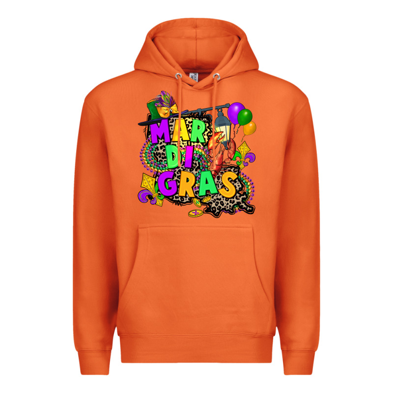 Louisiana Map Mardi Gras Premium Hoodie by CowGirlArtShop | Teevron